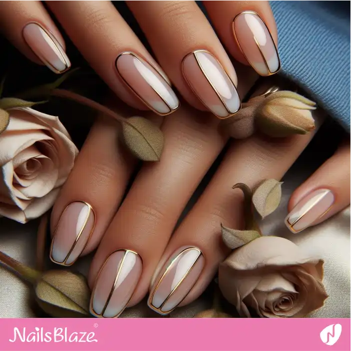 Gold Outlined Office Nails | Professional Nails - NB1716